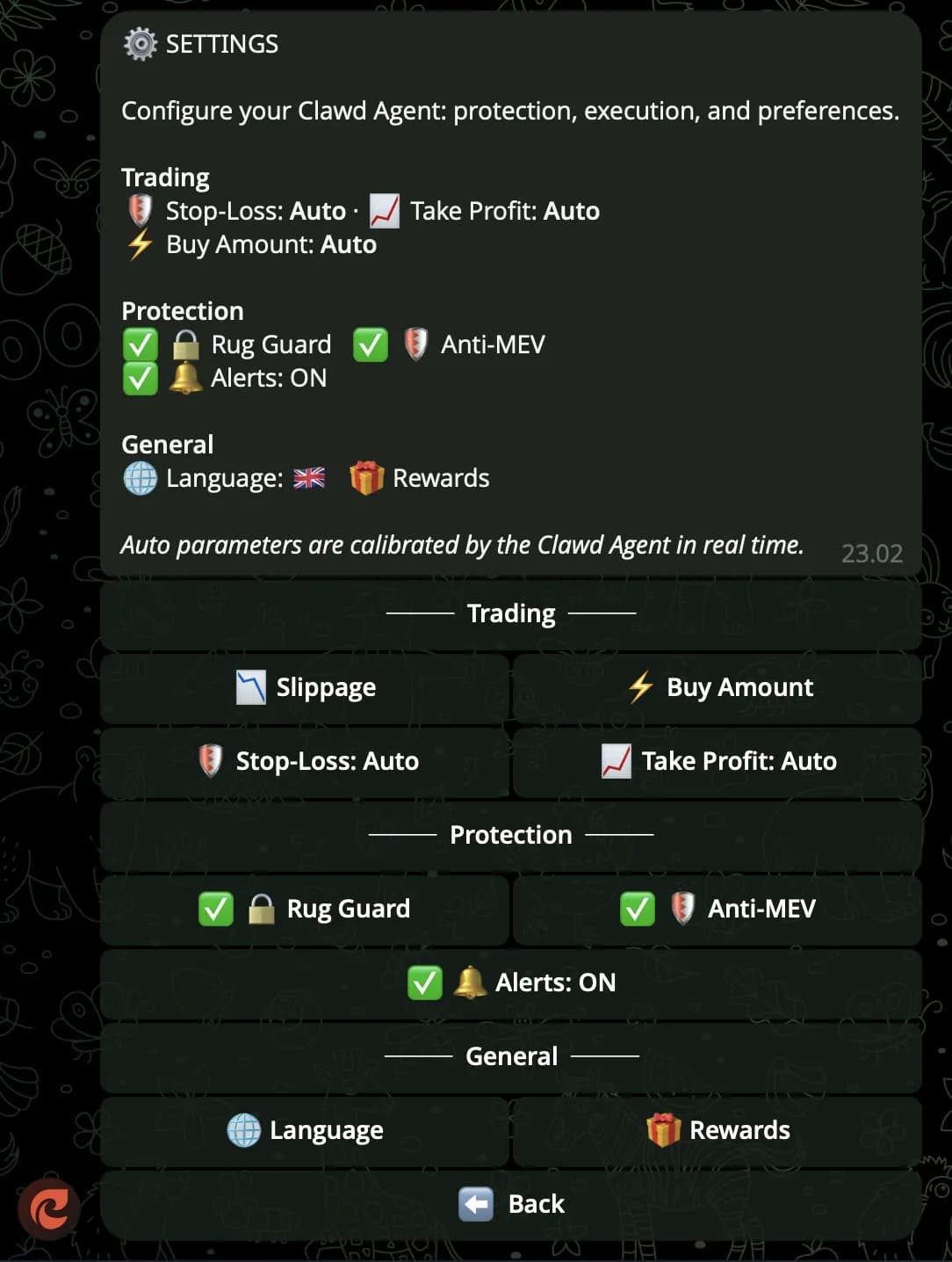 Clawd Agents โ /settings screen with grouped controls